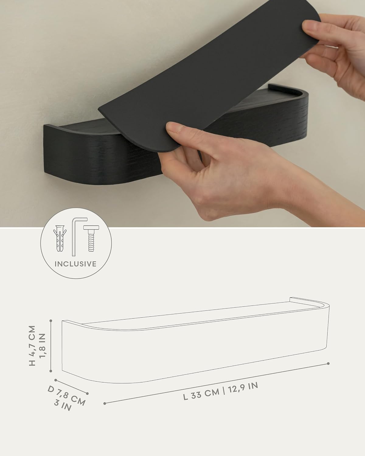 Kazai. Key Holder 'Toke' | Minimalist Key Hook Design from Berlin | Modern Key Holder Wall Mount with Wooden Shelf | Key Rack for Wall as Entryway Organizer | Walnut