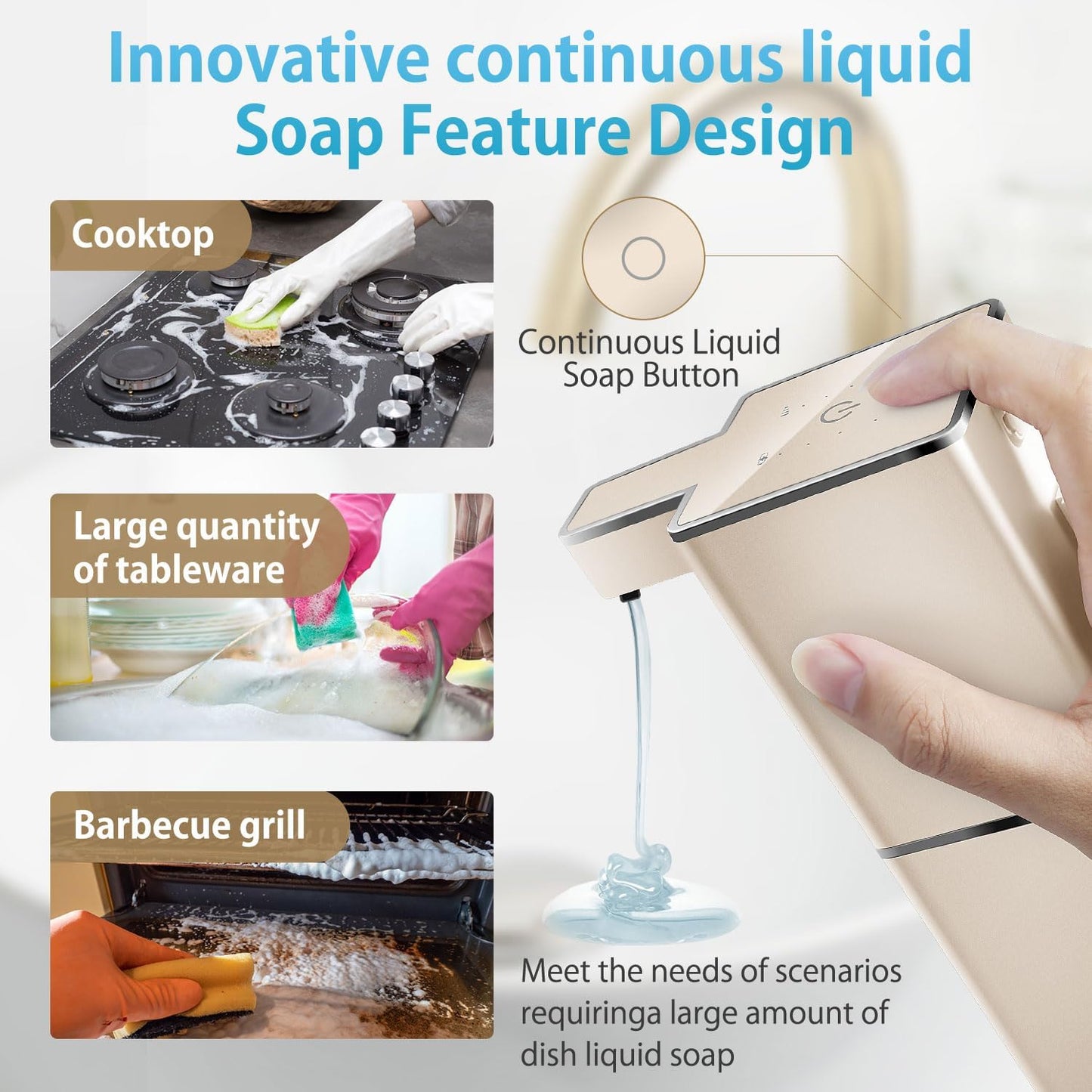 Automatic Foaming Soap Dispenser Touchless 380ml/12.8oz Rechargeable Hand Soap Dispenser Wall Mounted 4 Levels Adjustable Foam Soap Pump for Bathroom Kitchen Dish Soap