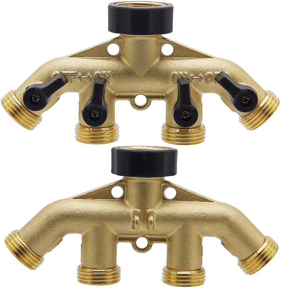 Twinkle Star 2 Way Garden Hose Splitter 3/4" GHT | Hose Y Splitter, Brass Dual Hose Splitter Leak-free