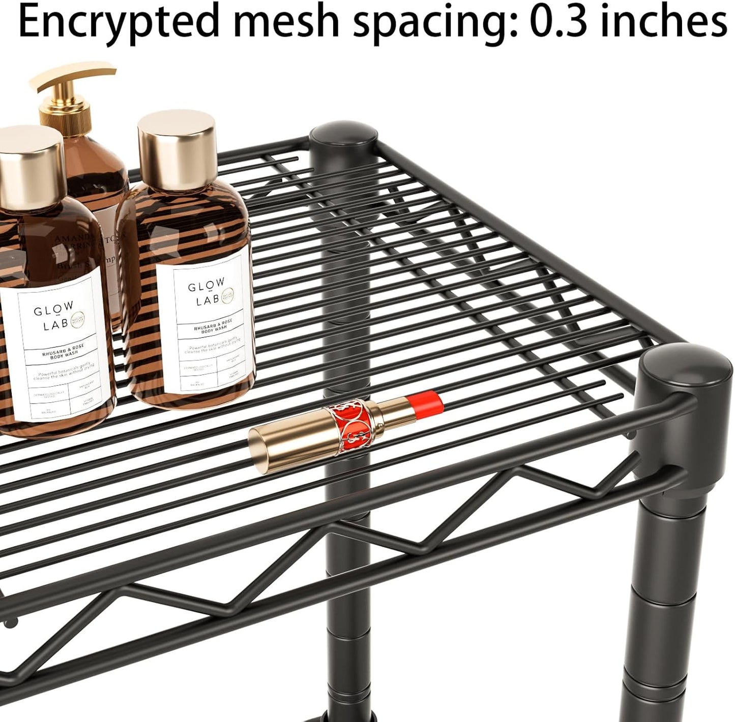 Golpart 4 Tier Adjustable Storage Shelves Metal Utility Shelf Wire Shelving Unit Organizer Rack for Home Kitchen Office Bathroom Pantry Room 12" D x 18" W x 44" H