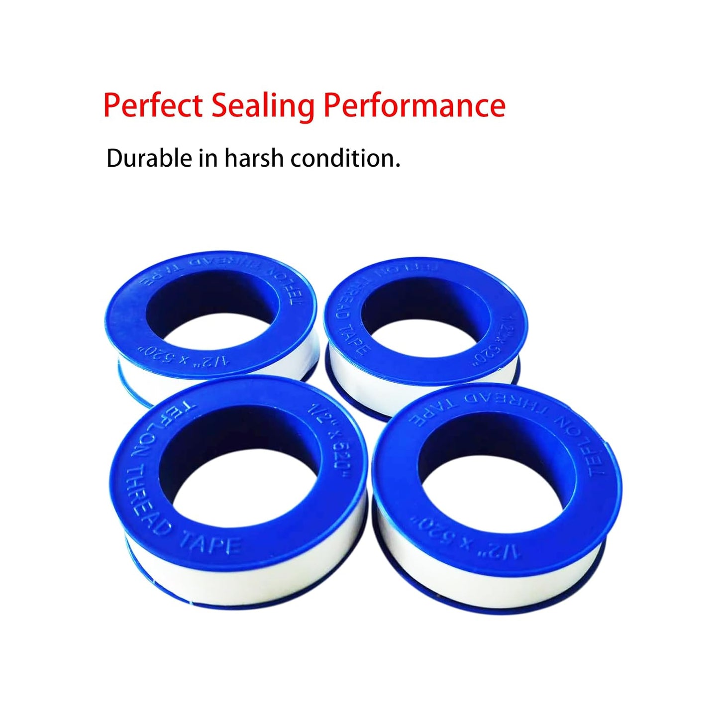 5 Rolls 1/2 Inch(W) X 520 Inches(L) Teflon Tape PTFE Thread Sealant Plumbers Tape for Seal Water Pipe, Shower Head,Prevent Leakage Duct Sealant Tape