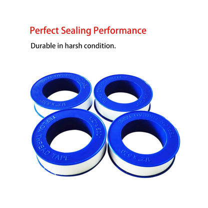 5 Rolls 1/2 Inch(W) X 520 Inches(L) Teflon Tape PTFE Thread Sealant Plumbers Tape for Seal Water Pipe, Shower Head,Prevent Leakage Duct Sealant Tape