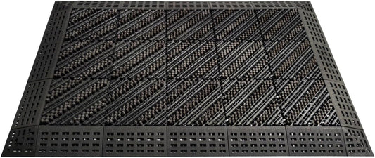 Heavy Duty Outdoor Boot Scraper Mat, 29.5" x 17.5" | Mud & Snow Doormat with Stiff Nylon Bristles, Modular Interlocking Shoe Cleaner for Garden 1.37" Thick