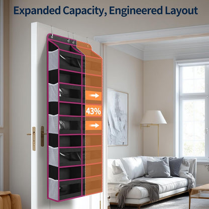 Yecaye 5-Tier Over The Door Organizer Dual-Column, 80lbs Load Over The Door Storage of 10 Compartments, Heavy Duty Door Organizer Hanging for Bedroom Closet Dorm Bathroom Pantry, Grey 1 Pack