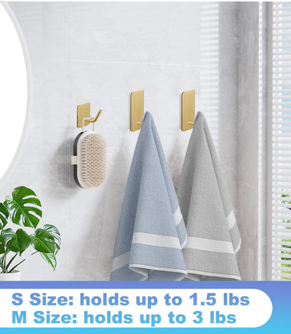 2 Razor Holder for Shower and 3 Adhesive Hooks with Removable Strips，Towel Hooks for Hanging，Wall Hooks for bathrooms，Removable Damage-Free Metal Shaver Holder，for Stockings，Decor，Robe