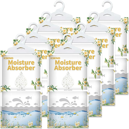 Ksend Moisture Absorbers 8 Packs - 9.8 oz Dehumidifier Bags, Portable Moisture Hanging Bags for Closet, Bathroom and Kitchen, Fragrance Free, 11.8'' x 6.3''