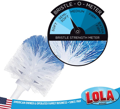 LOLA Toilet Bowl Brush w/Curved Head, Coated Wire, Durable Poly Bristles, Reaches Under Toilet Bowl Rim, 1 Pack