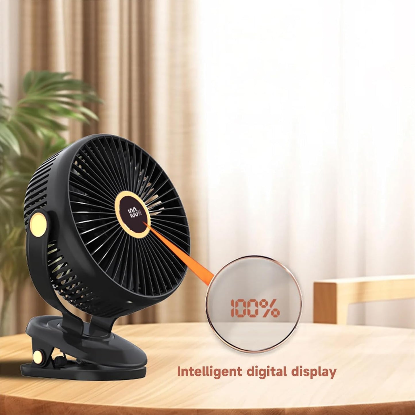 Compact USB Rechargeable Clip on Fan, 6 Inches Portable Personal Fan for Outdoors, Car Seat, Gym - Black