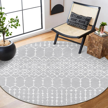 Lahome Moroccan Entry Rug 2x3, Non-Slip Washable Front Indoor Door Mat Rubber Backing Low-Profile Door Rugs, Small Geometric Print Distressed for Entryway Bathroom Kitchen, Black Hana