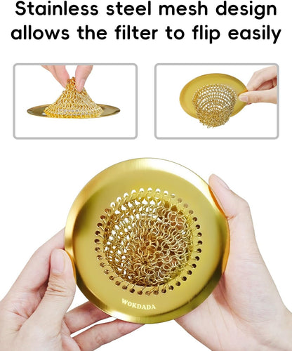Revolutionary Kitchen Sink Drain Strainer/Patented Reversible Chain Mesh, Effortless Cleaning & Debris Catcher, Large Capacity, Anti-Clog, 304 Stainless Steel & Rust-Proof/Handmade