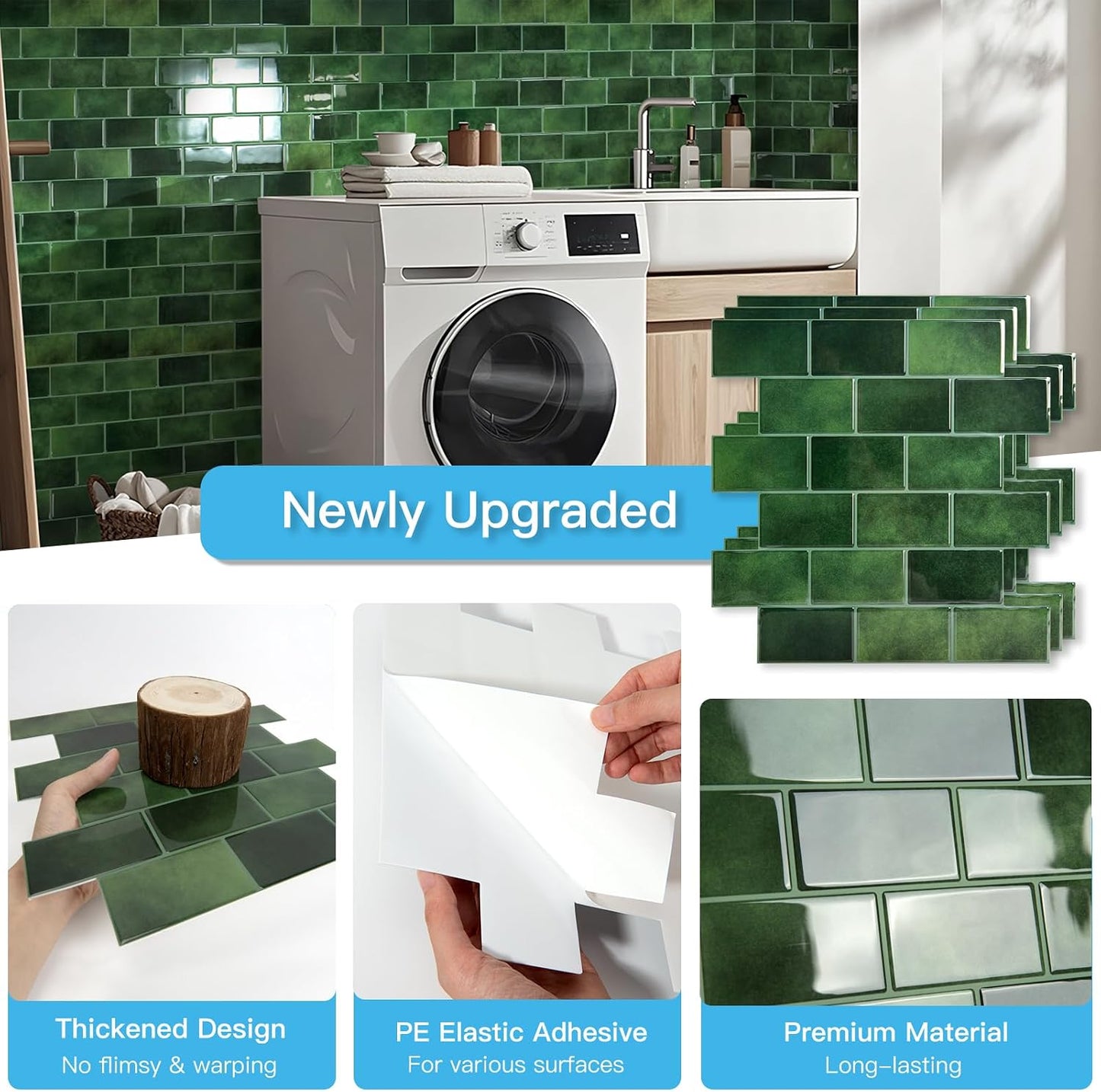 Art3d Peel and Stick Backsplash for Kitchen White Subway (10 Tiles, Thicker Design)