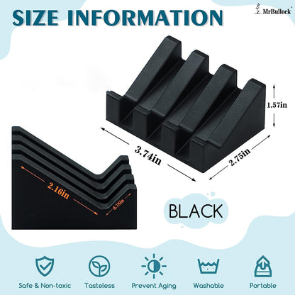 Self Draining Silicone Soap Dish Holder Waterfall Tray, 2 Pack Black | Waterfall design drains fast to keep soap dry, non-slip silicone base anti slide, soap saver for bathroom & kitchen