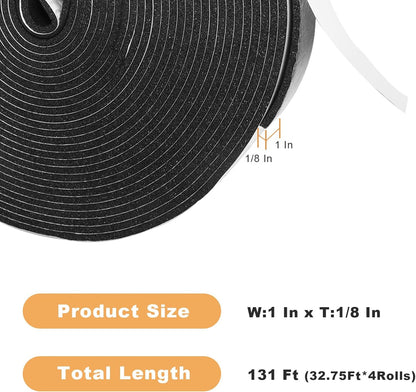 Weather Stripping Door Seal Strip for Doors and Windows, 1In x 1/8In x 33Ft x 2 Roll Foam Insulation Tape Self Adhesive,Sound Proof,Weatherstrip,Pipe Cooling, Air Conditioning Seal Strip - Colors B