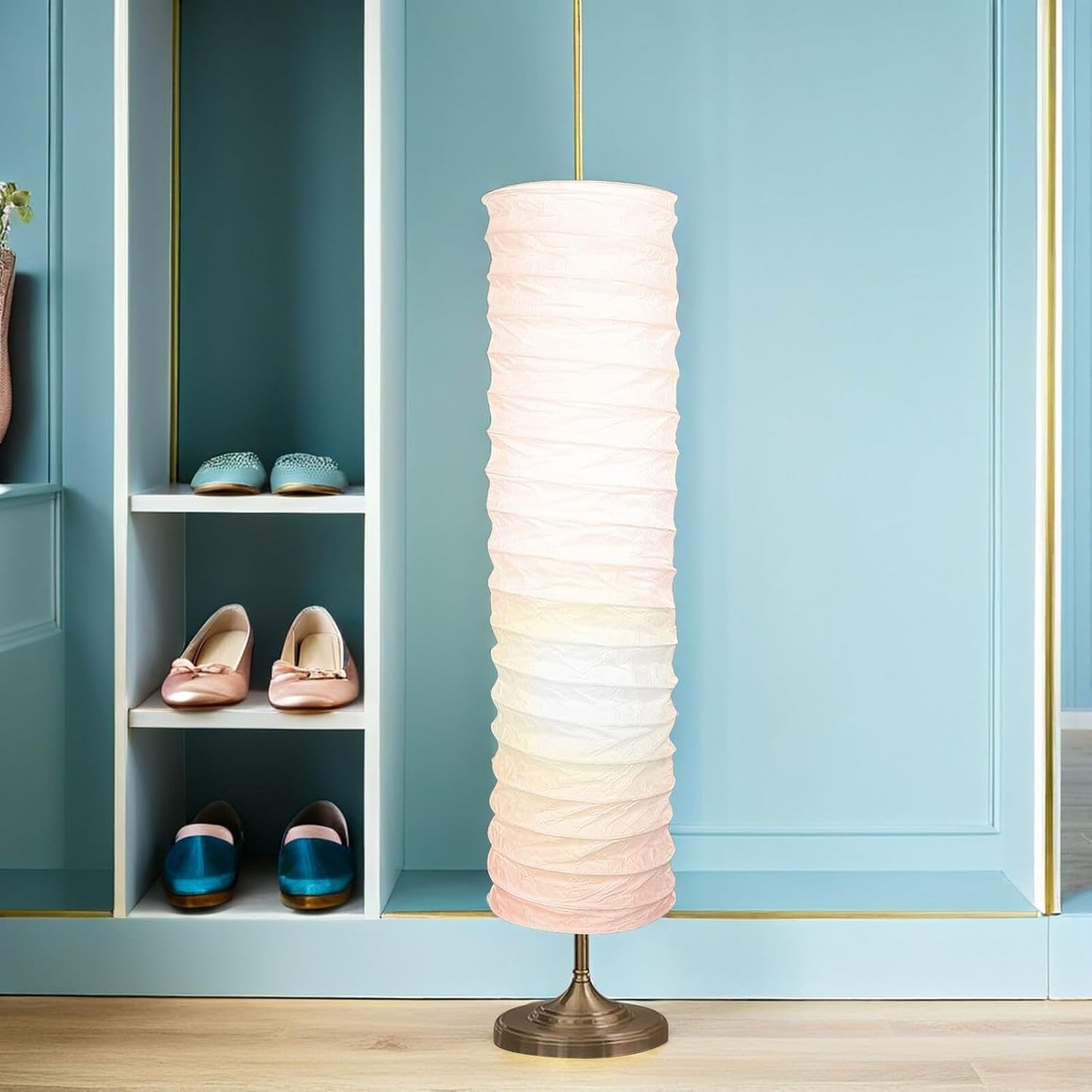 VOSAREA 2-Pack Paper Floor Lamp Shades for Standing Lamps – Sturdy Thickened Rice Paper Shade Replacement for Living Room Bedroom, 37" Tall Nordic Japanese Style White Cylinder Light Cover Decor