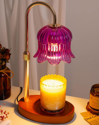 Adjustable Candle Warmer Lamp with Timer - Electric Light Wax Warming Dimmable Flameless Top Melter Heater Melting Heating Height Small Jar Candles Gifts Women Mom Birthday Home Desk Modern Decor