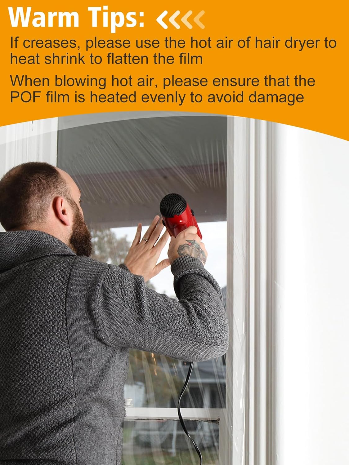 Apipi Patio Door Window Insulation for Winter - 87 x 236 in Thicken Sealing Plastic for Winterizing, Clear Shrink Film Cover Kit with Double-Side Tape for Large Window/ Sliding Door/French Door