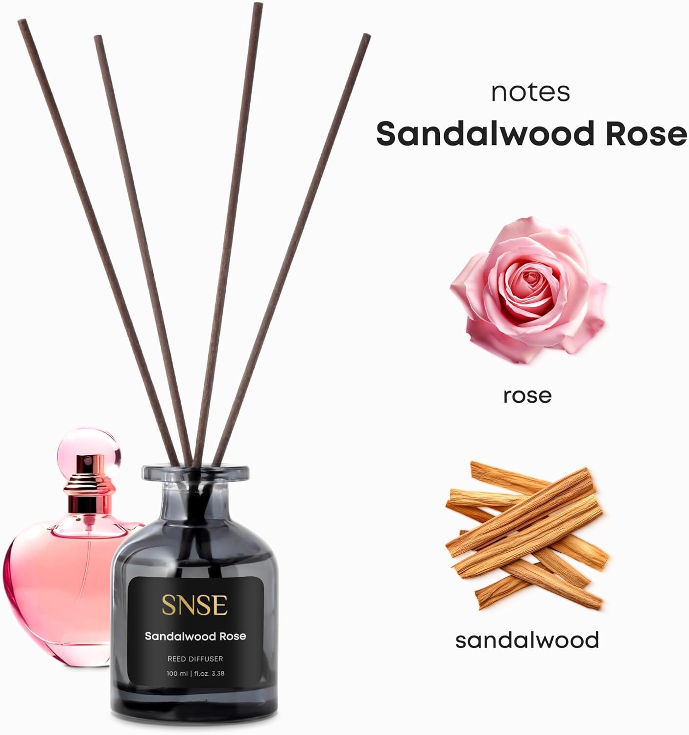 SNSE Clean Linen Reed Diffuser Set | 3.38 oz Scent Fragrance Oil Diffuser for Bedroom, Bathroom, Home Décor and Gift, Decorative Air Fresheners with Sticks