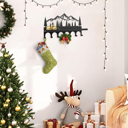 Key Holder for Wall, Metal Wall Hooks Organizer Rack with 7 Hooks for Keys, Coats, Bags – Decorative Home Decor for Entryway, Hallway, Kitchen, Living Room (12 Inches, Mountain)
