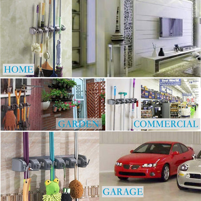 HYRIXDIRECT Broom Hanger Wall Mount, Broom and Mop Organizer Wall Hanging for Garage and Laundry Room