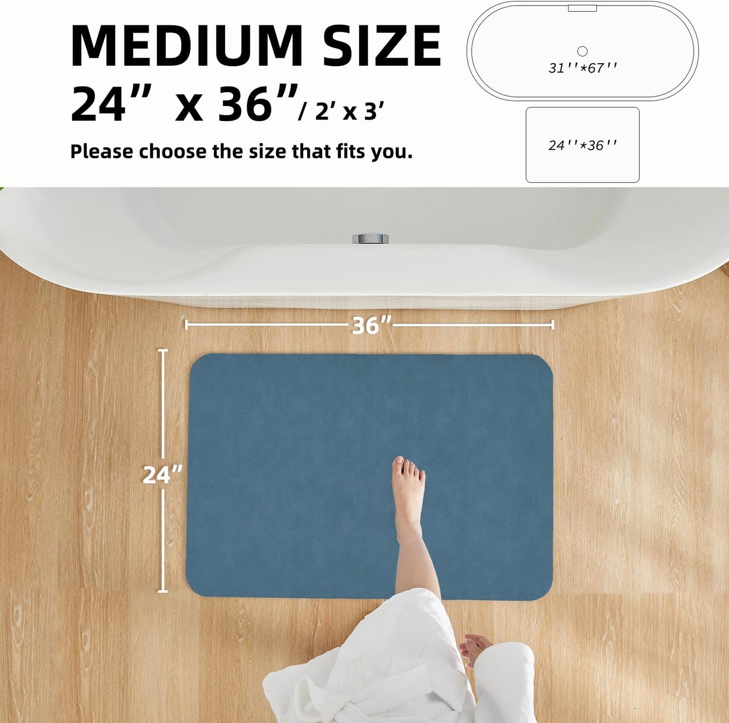 TYUU Bath Mat, Bathroom Rugs Non Slip Washable Thin Absorbent Quick Dry Bath Mat Fits Under Door Bathroom Floor Mat Perfect for Bath, Shower, or Sink 16"x24" Dark Grey