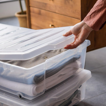 Citylife 57 QT Plastic Storage Bins with Double-Opening Lids, Storage Containers for Organizing, Large Clear Storage Box for Closet, Blankets, 2 Packs