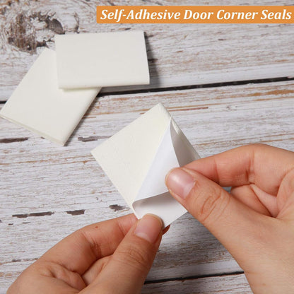 Jetec 14 Pieces Door Corner Seals Self Adhesive Exterior Door Frame Seal Weather Stripping Corner Pad Foam Draft Stopper Gap Filler Bottom for Weather Protection, Isolation of Noise(Black and White)