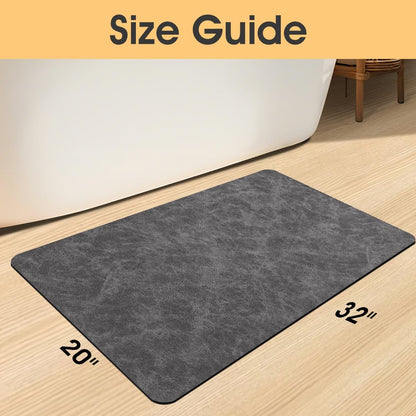 ACCUMTEK Non Slip Bath Mat, Thin Bathroom Rugs Fit Under Door, Quick Dry Bath Mats, Machine Washable Bath Rugs for Bathroom, Bathtub & Kitchen, Grey/Bordered/24 x17