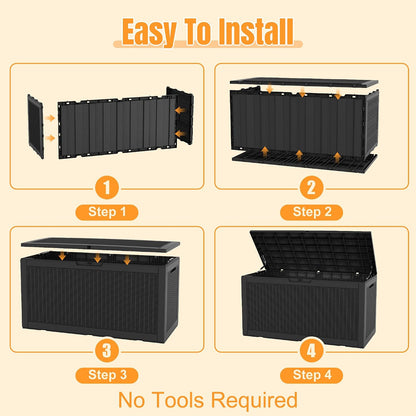 Outdoor Storage Box,38 Gallon Resin Deck Box,Waterproof & UV Resistant Lockable Package Delivery Bin,Toy Cabinet for Indoor & Outdoor