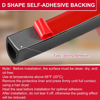 Pangda 13Ft D Shape Rubber Weather Stripping Foam Self-Adhesive EPDM Seal Strip for Noise Reduction Waterproof Dustproof for Cars Boats RVs Windows Doors (3/4" W x 3/4" H)