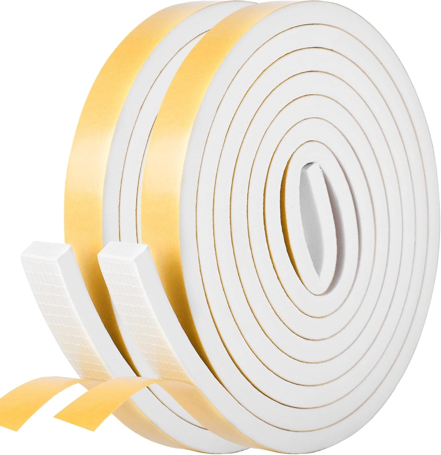 Self Adhesive Foam Tape Weatherstrip 1/2in x 1/4in x 42Ft High Density Foam Insulation Strips Foam Seal Weather Stripping with Strong Adhesive for Door and Window Sound Isolation Soundproofing, White