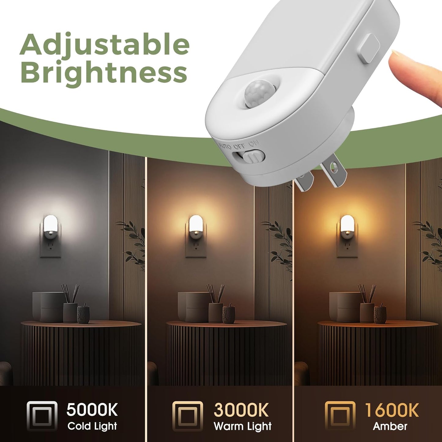 L LOHAS LED Motion Sensor Night Light, 2Pack, Motion Activated Night Light, Night Lights Plug into Wall Motion Sensor, 3000K Warm White, Adjustable Brightness 30/60LM, for Kids Adults Bathroom Bedroom