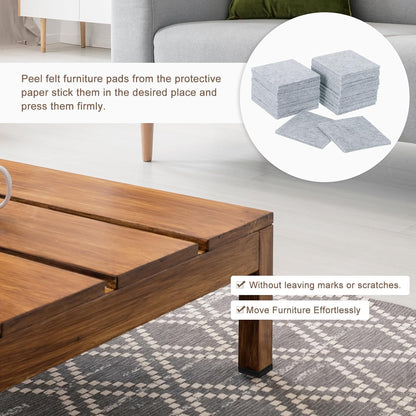 uxcell Furniture Pads, 24Pcs 1.5" - Square Self Adhesive Felt Furniture Pads, Floor Protectors for Furniture Feet Chairs Legs Hardwood Floors (Black)