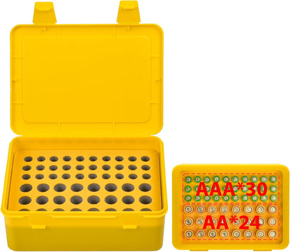 Battery Organizer Storage Box, Garage Case Holder for 24* AA, 30* AAA Batteries (Bag Not Include Batteries Pack) (white)