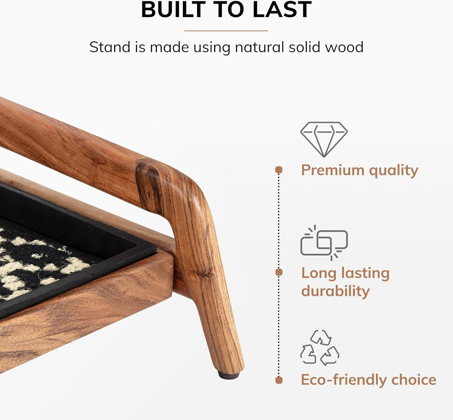 Anji Mountain Heavy Duty Waterproof Wooden Shoe Storage Mat Organizer/Boot Storage Tray Multi Use for Entryway with Coir, Tan Rectangle Embossed Insert, 1 Tier, Fits 2 Pair (26.5" Wide)