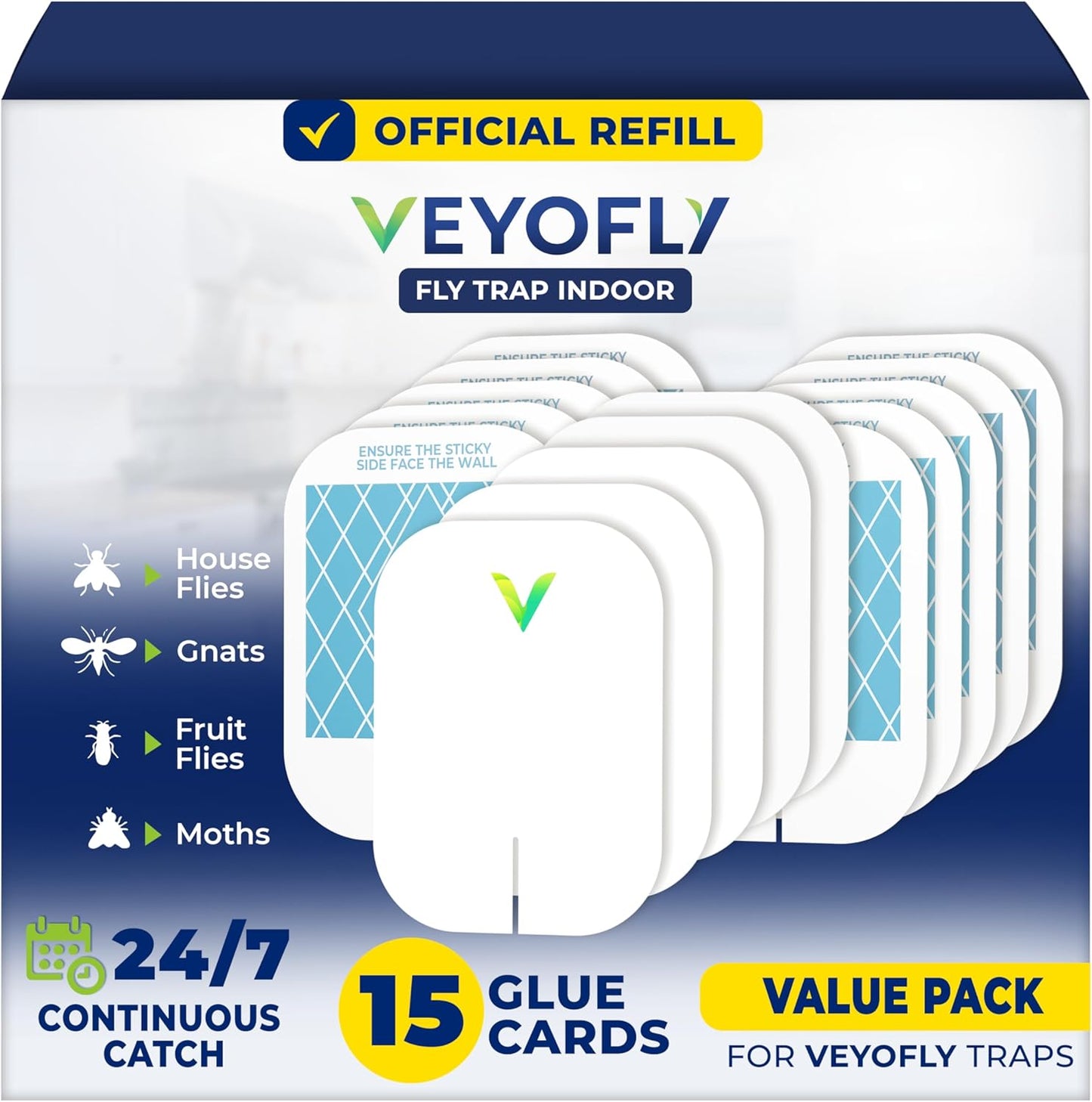VEYOFLY Fruit Fly Traps for Indoors (2 Device + 4 Refills), Gnat Trap Indoor Plug in, Bug Traps, Flying Insect Trap, Gnat Traps for House Indoor, Fly Trap Indoor for Home Bug Light, Gnats Catcher