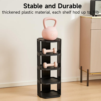 UFORU Small Shoe Rack, 5 Tier Plastic Vertical Shoe Rack for Small and Narrow Spaces, Free Standing Shoe Organizer for Closet, Entryway