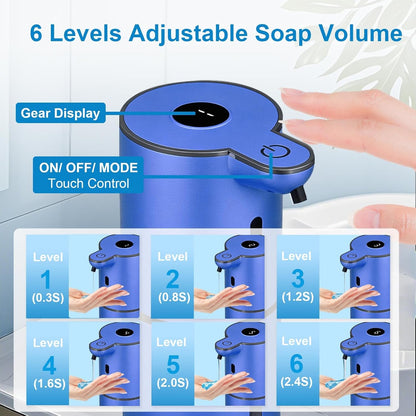 OHIFAST Automatic Foaming Soap Dispenser Touchless, USB Rechargeable Smart Hand Soap Dispenser, 6-Level Adjustable, 12.8oz/380mL Wall Mounted for Bathroom Kitchen Dish Soap-White