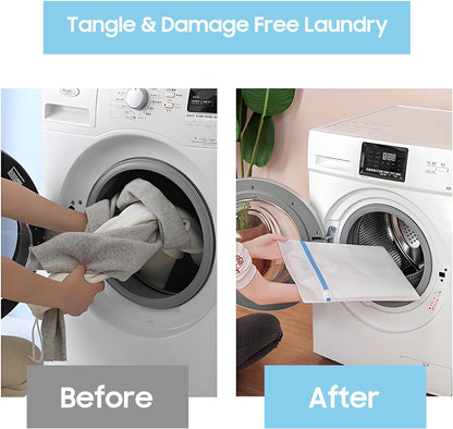 4 Pack Large Fine Mesh Laundry Bags for Delicates, 2pcs 24" x 24" & 2pcs 20" x 24" Extra Large Washing Machine Bags with Auto-Lock Zipper, Protective Wash Bag for Bedding Garments Travel Storage
