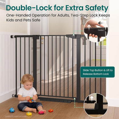 Cumbor 30-46" Baby Gate for Stairs, Mom's Choice Awards Winner-Auto Close Dog Gate for The House, Gifts for Mom, Easy Install Pressure Mounted Pet Gates for Doorways, Black