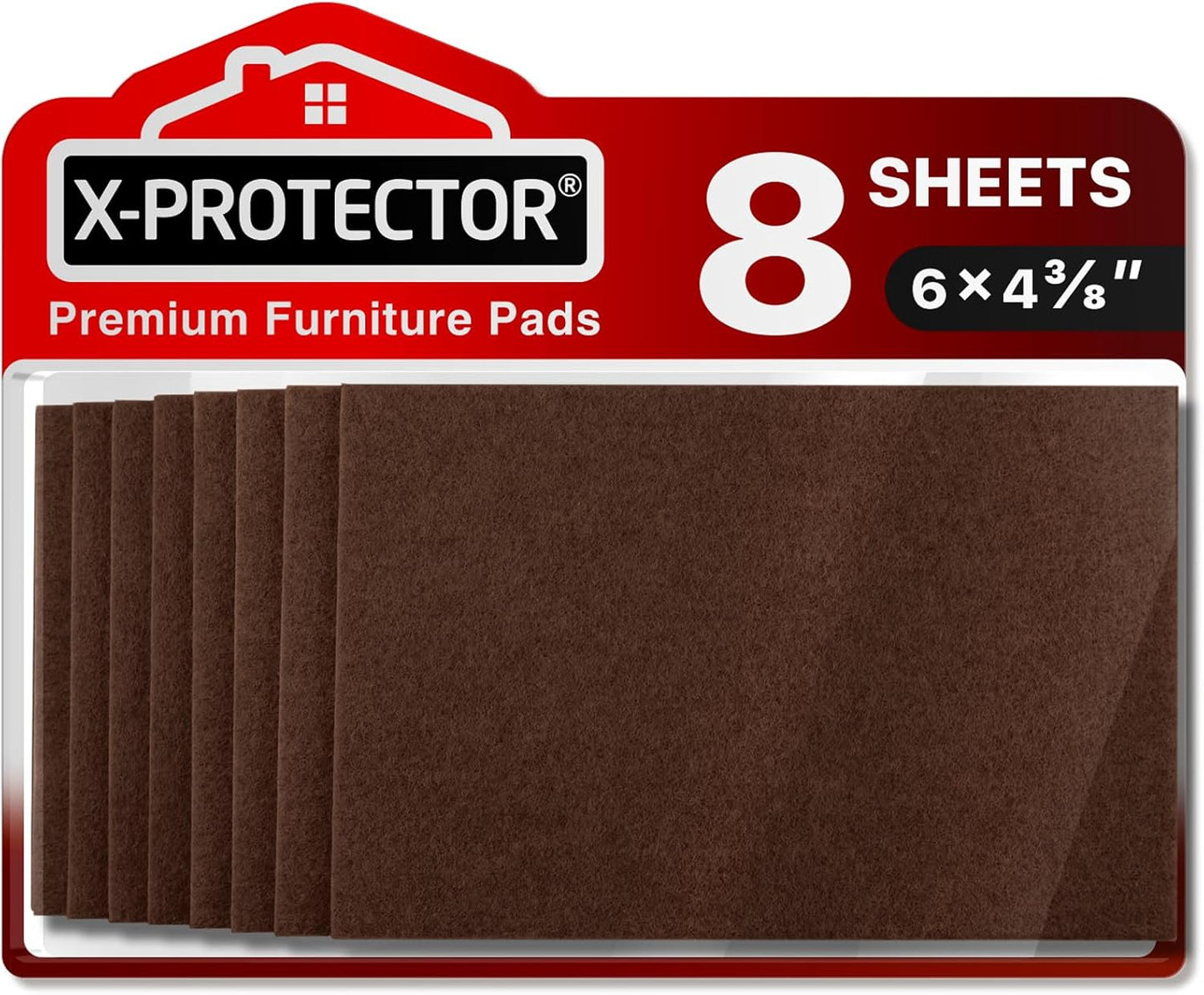 Felt Furniture Pads X-PROTECTOR - 10 Pack Premium 8”x6” Heavy Duty 1/5” Felt Sheets! Cut Furniture Felt Pads for Furniture Feet You Need – Best Furniture Pads for Hardwood Floors! Brown