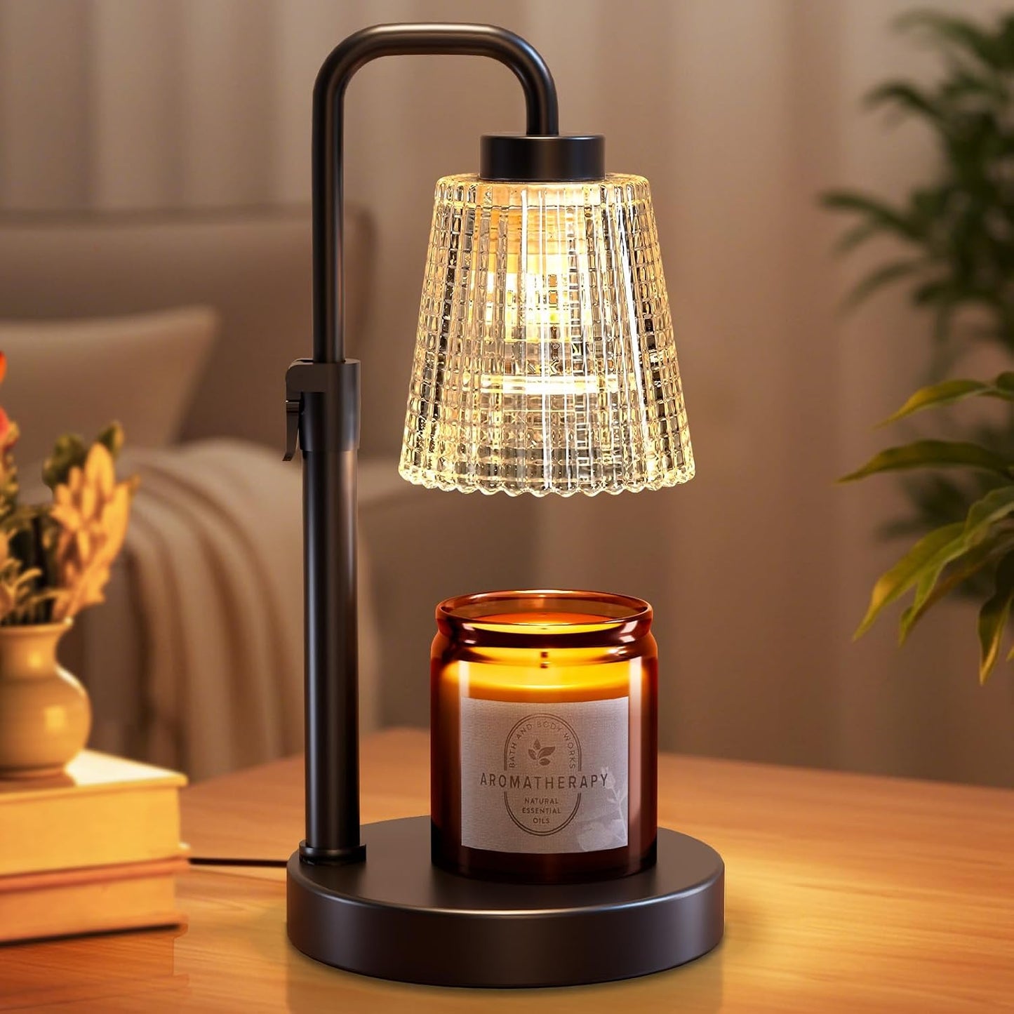 hyrion Candle Warmer Lamp with Timer Dimmable, Birthday Gifts for Women Mom, Adjustable Height Candle Warmer for Jar Candles, Flower Flameless Candle Lamps with 2 Bulbs, Housewarming, Home Decor