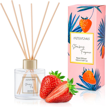 100ml Scent Diffuser with 6 Fiber Sticks, 3.5 oz Reed Diffuser Set Aromatherapy Fragrance Diffusers Air Fresheners for Home Bedroom Bathroom (Coconut)