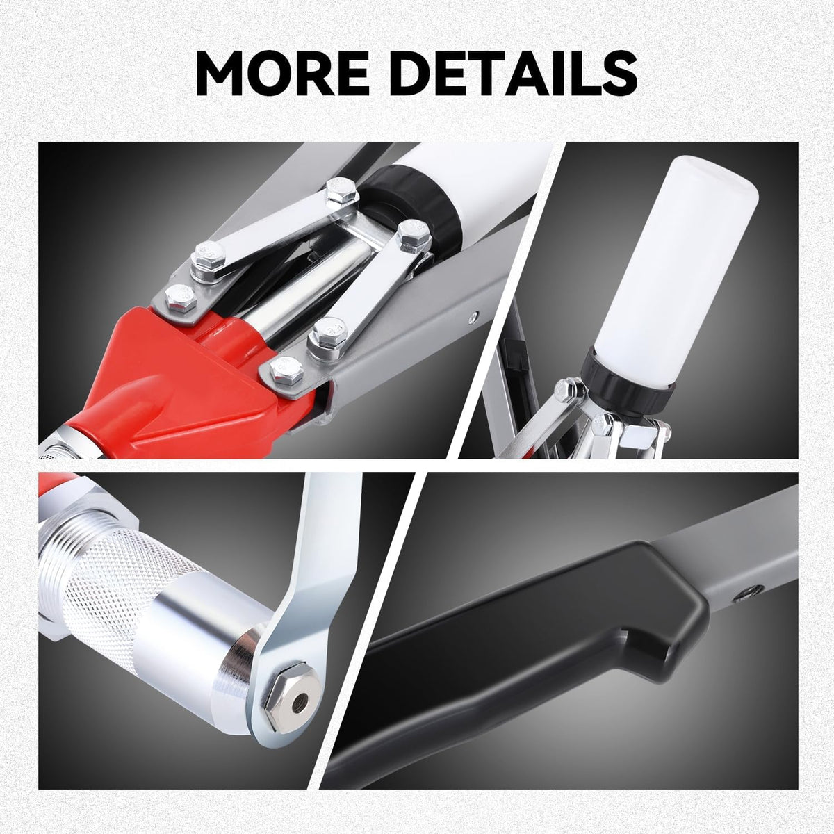 Auto Dynasty 21" Hand Riveter Rivet Nut Tool Set with 5 Guide Nozzle Silver Repair Hand Tool Kit Set for Home Household Office Warehouse
