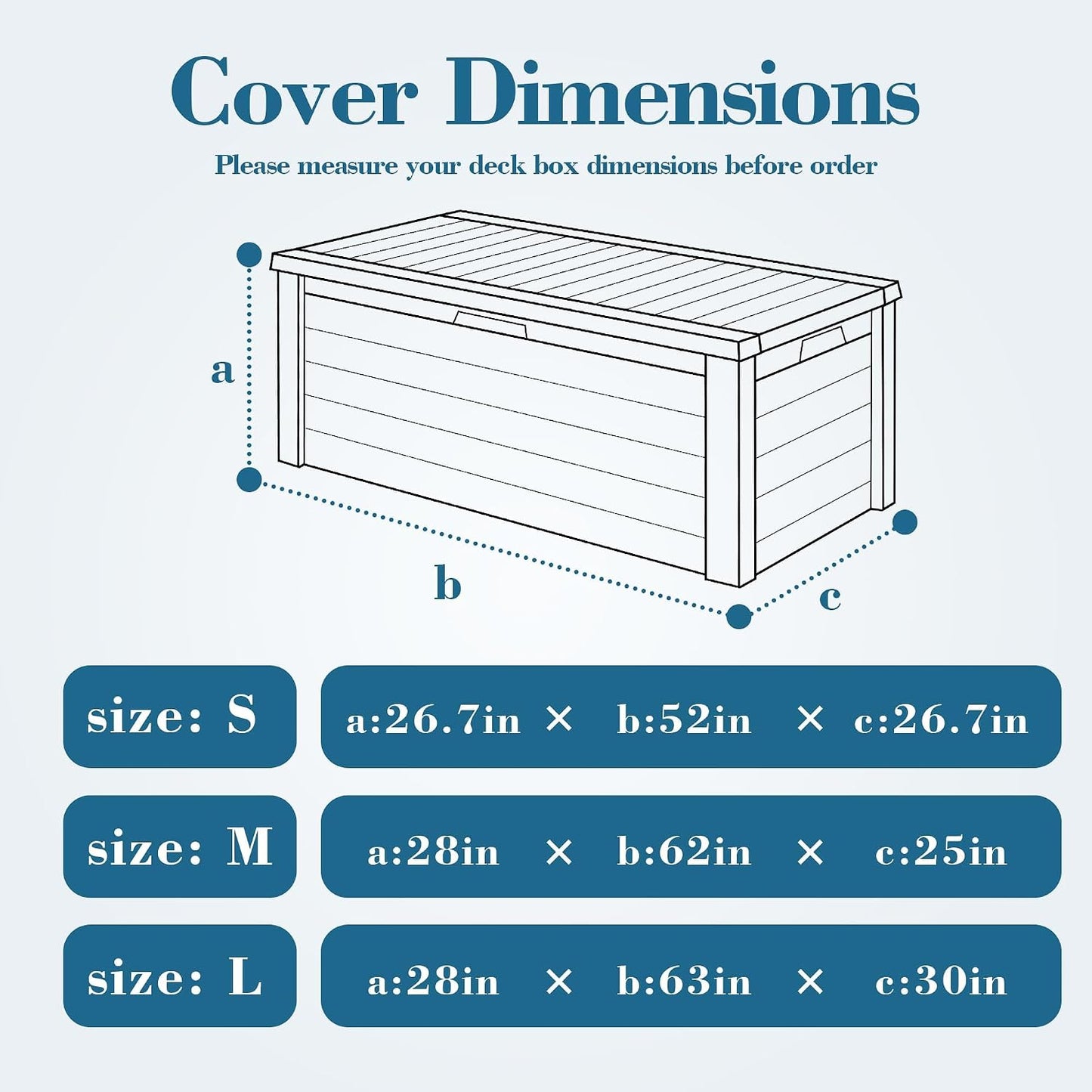 Himal Deck Box Cover, Waterproof 600D Oxford, 63 x 30 x 28 in | Heavy-Duty 600D Fabric, Waterproof Protection, UV Resistant, Outdoor Storage Cover, Waterproof Outdoor Furniture Covers