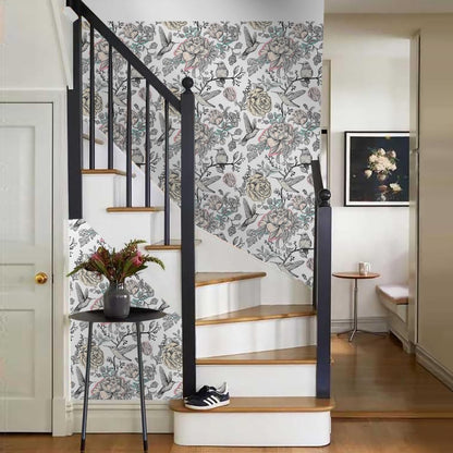 MuralPeel Dark Blue/Yellow Leaf Floral Peel and Stick Wallpaper Vintage Easy Peel Off Self Adhesive Removable Stick on Wall Paper for Kitchen Cabinet Renter Friendly