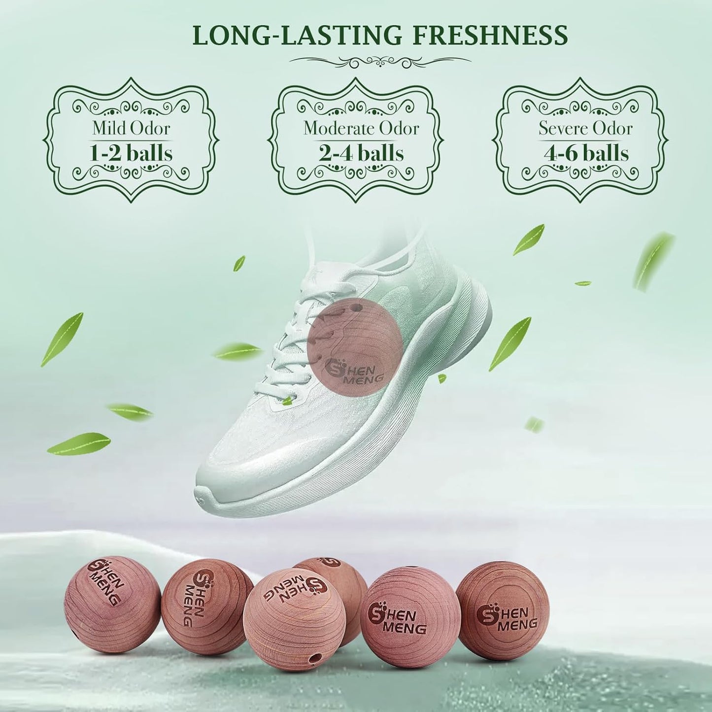 Shoe Deodorizer Balls, Sneaker Balls with Natural Woody Scent, 6pcs Odor-Fighting Shoe Freshener Balls, Odor Eliminators for Boots, Gym Bag, Closet, Locker, Hamper, Drawer