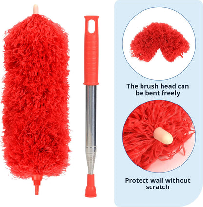 ZZ LAZYCOTTAGE Microfiber Feather Duster for High Reach, Lightweight Ceiling Fan Cleaner, 91.5" Telescopic Pole, Cobweb Duster with Extension Pole for Home & Car