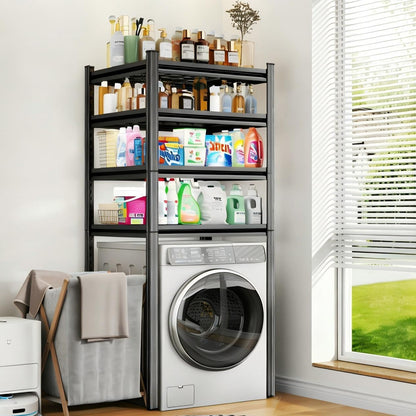 Over Washer and Dryer Shelves, Laundry Room Shelves Adjustable Metal Heavy Duty Freestanding Storage Shelving, Washing Machine Rack for Organization and Storage, Black (39.4" W X 17.7" D X 71.2" H)