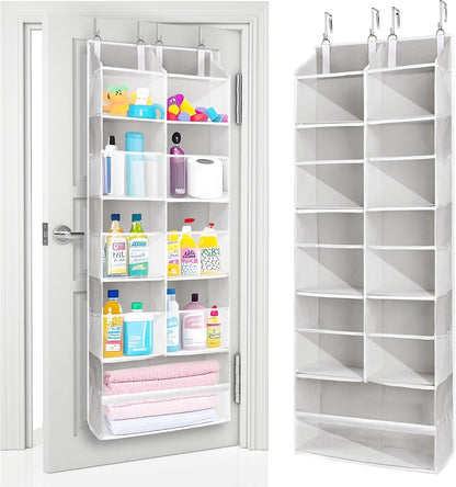 ULG Over the Door Organizer, 5-Tier Extra Large Hanging Storage with 10 Mesh Pockets, 100 lbs Capacity, Heavy Duty Door Organizer for Closet, Bedroom, Nursery Storage, Beige