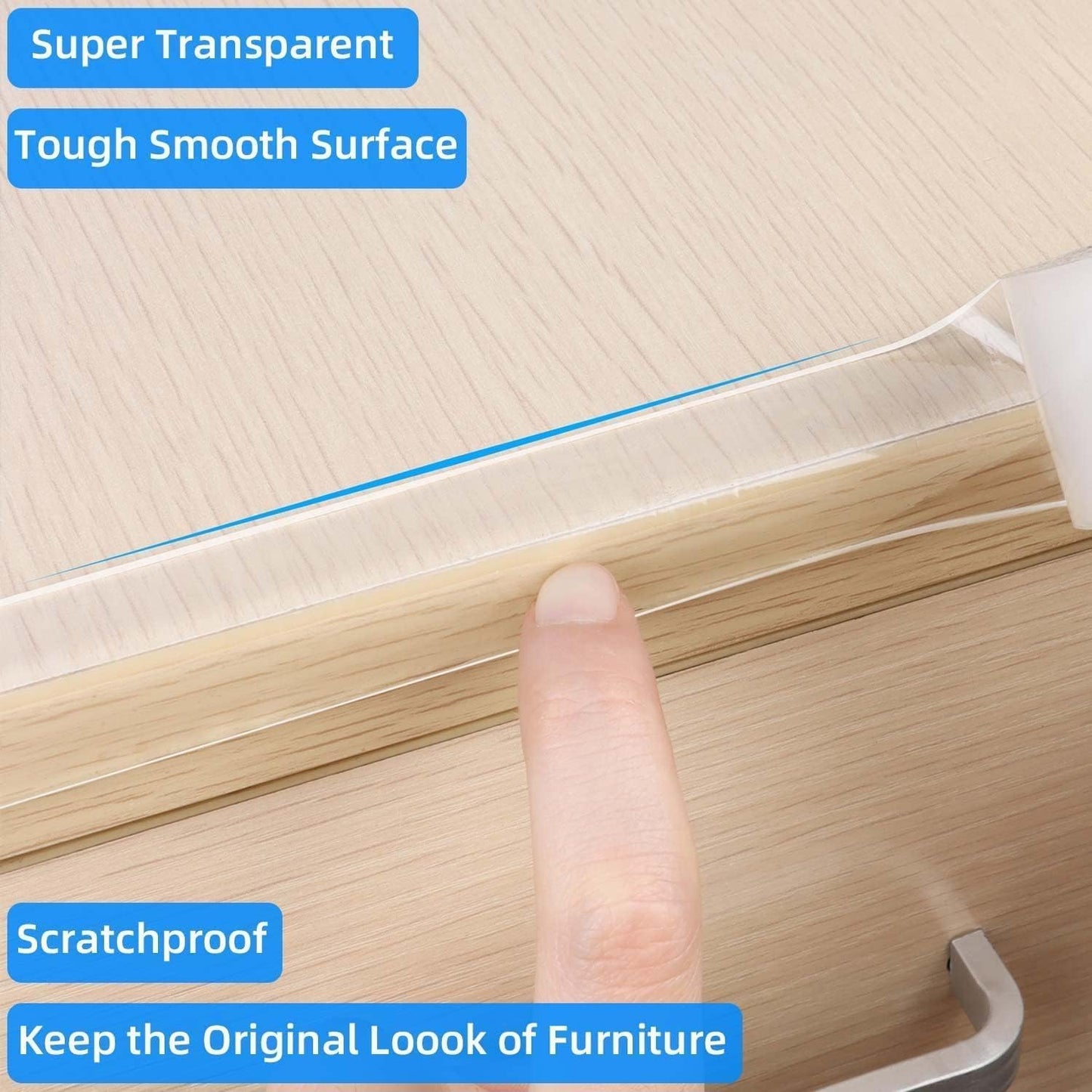 Clear Edge Protector Strip, 1.18in x 9.84FT, Sharp Edge Wrap Cover Tape, Self Adhesive Protective Bumper Corner Guards for Cabinet Door Desk Glass Table Bed Furniture, Kitchen Countertop, Waterproof